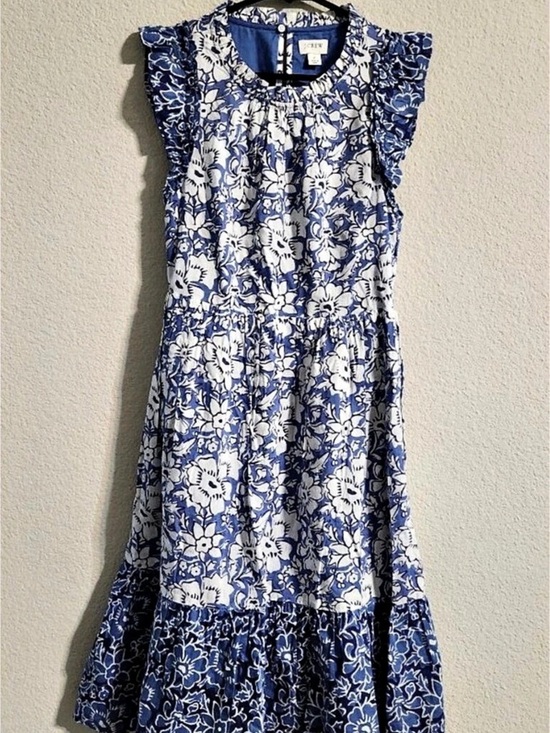 J. Crew Factory Dresses & Skirts - J.Crew Ruffle Tiered Floral Mini Dress Blue & White - size 2